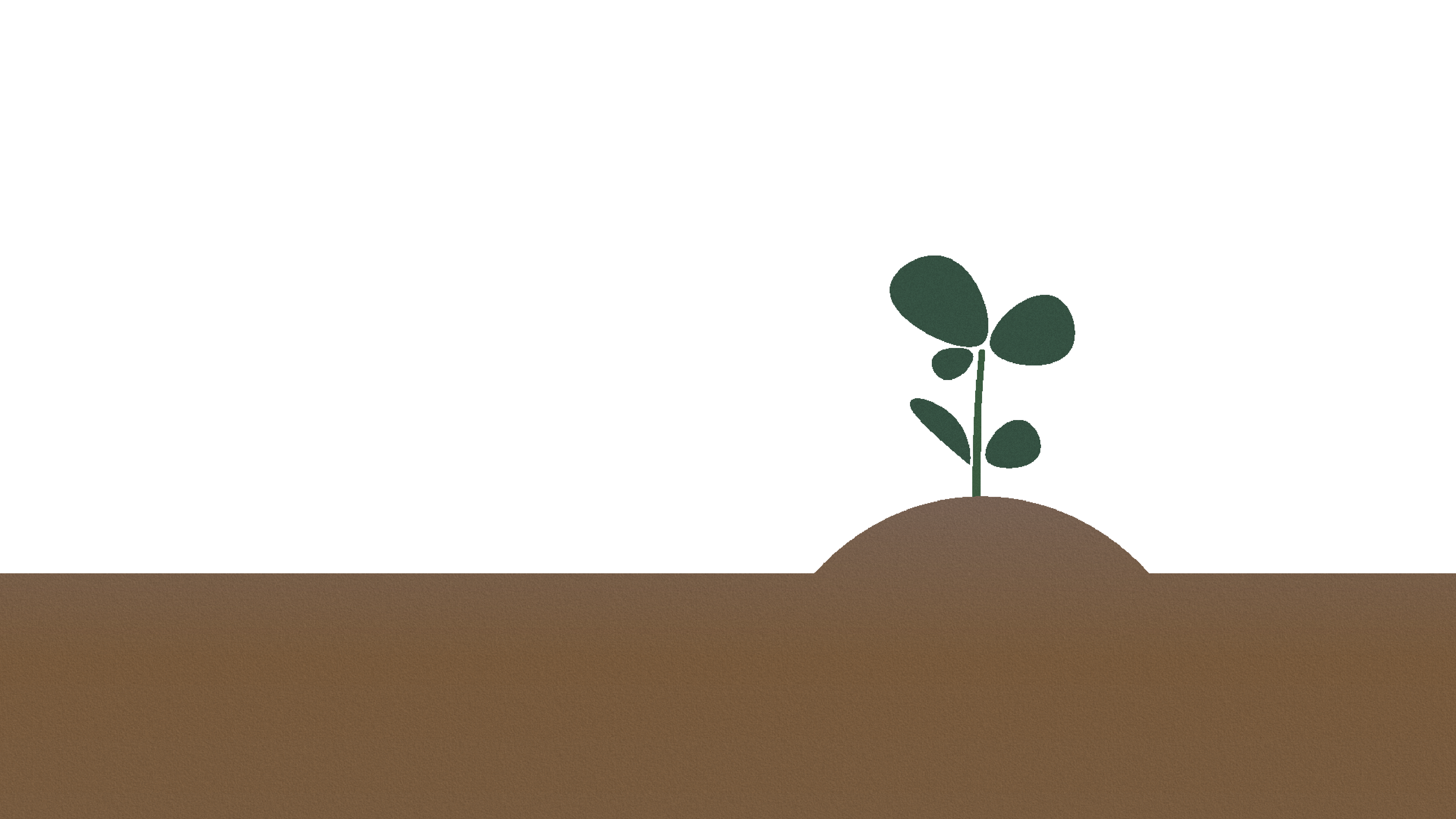 Graphic of a dirt ground with a new sprout sticking out of it.
